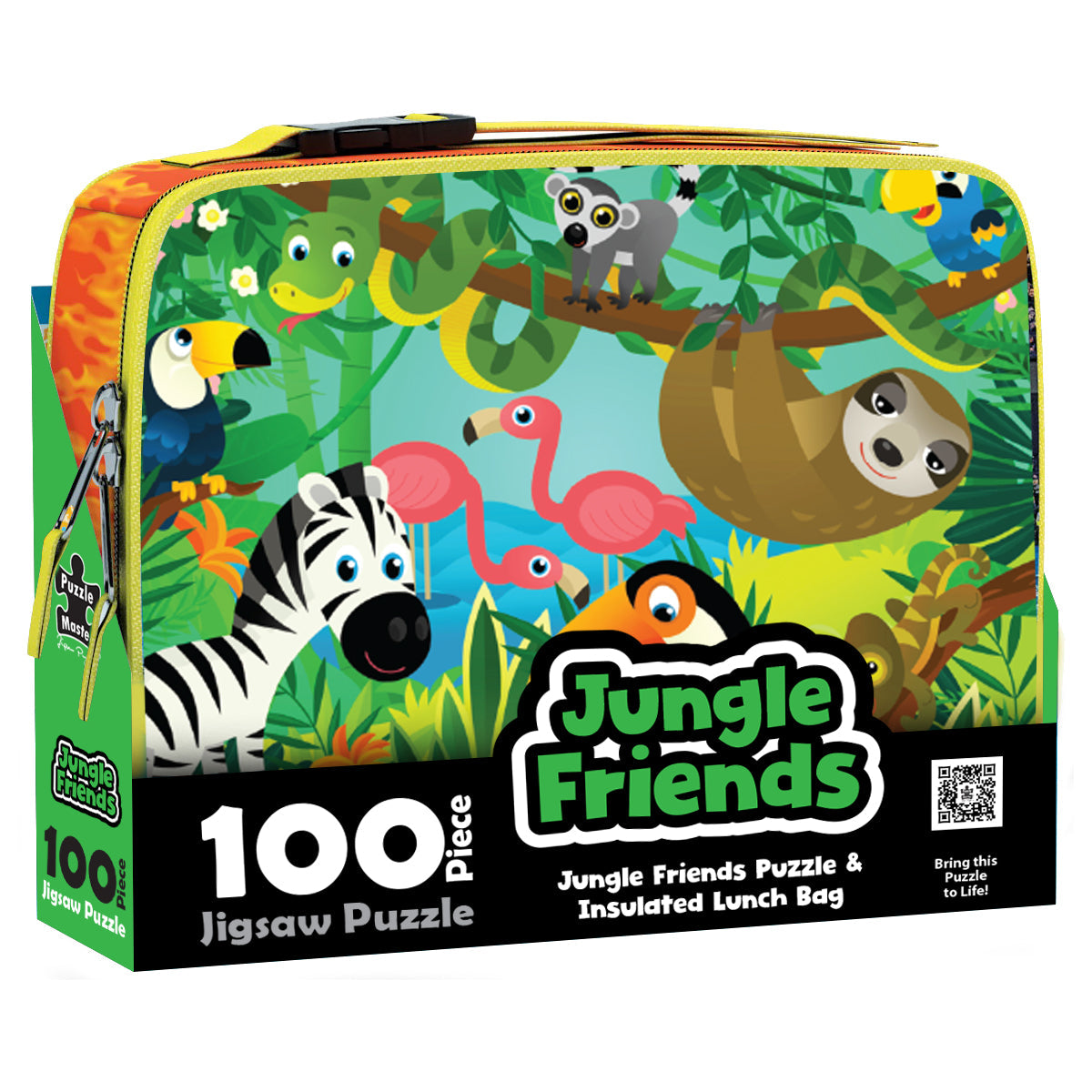Puzzle Master Jungle Friends 100-Piece AR Jigsaw & Insulated Lunch Bag