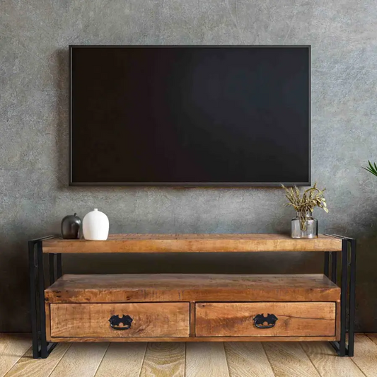 Astra Wooden & Black Metal TV Unit