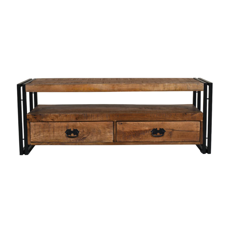 Astra Wooden & Black Metal TV Unit