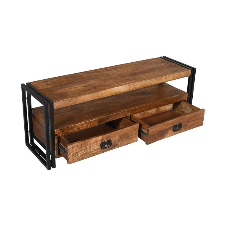 Astra Wooden & Black Metal TV Unit