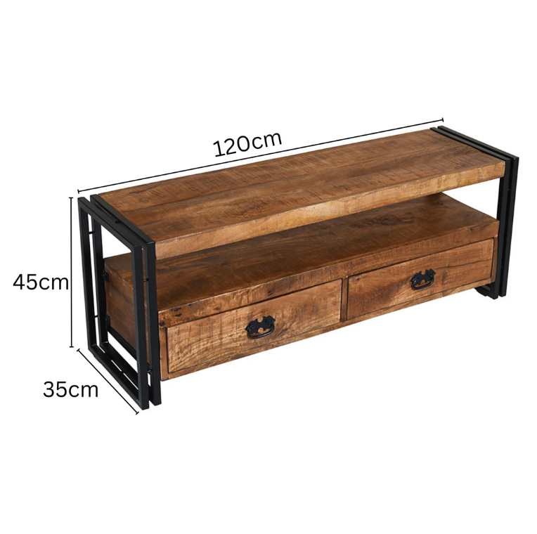 Astra Wooden & Black Metal TV Unit
