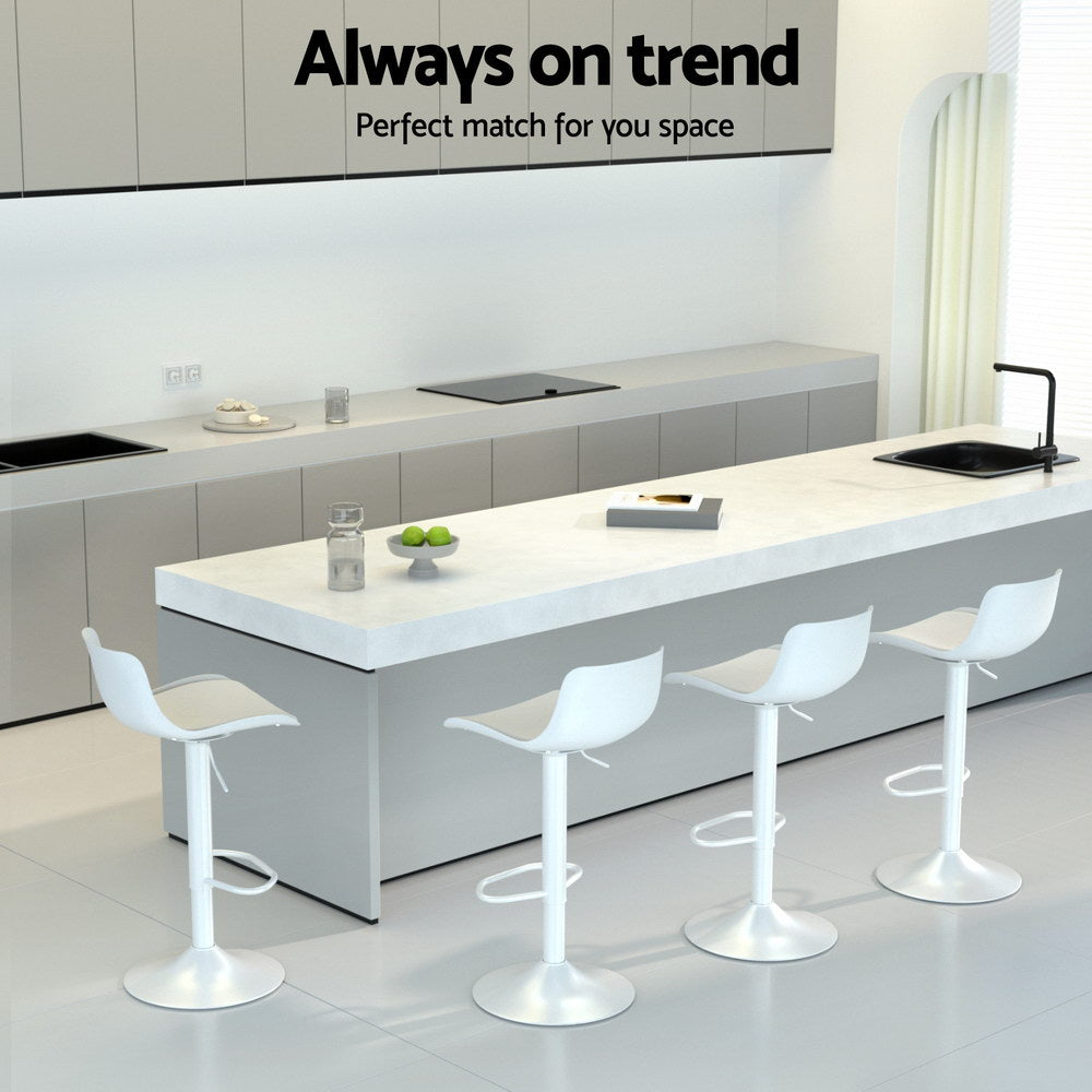 Artiss Bar Stools Kitchen Swivel Gas Lift Stool Leather Dining Chairs White x2