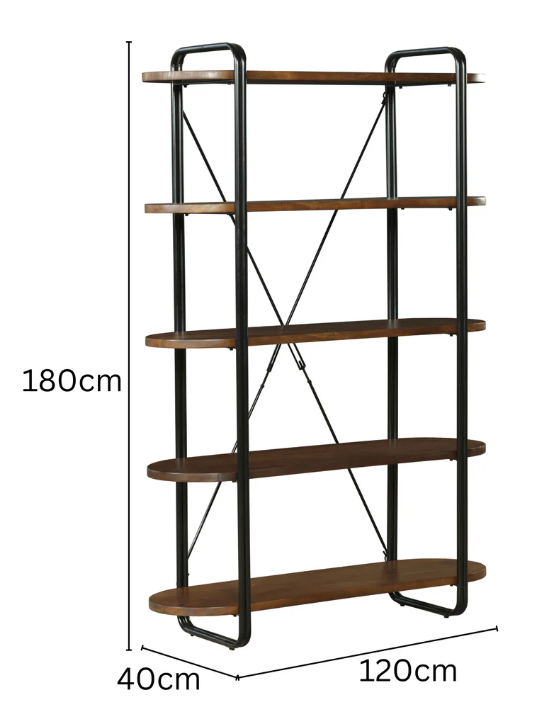 Chitra Mango Wood 5 Tier Bookshelf