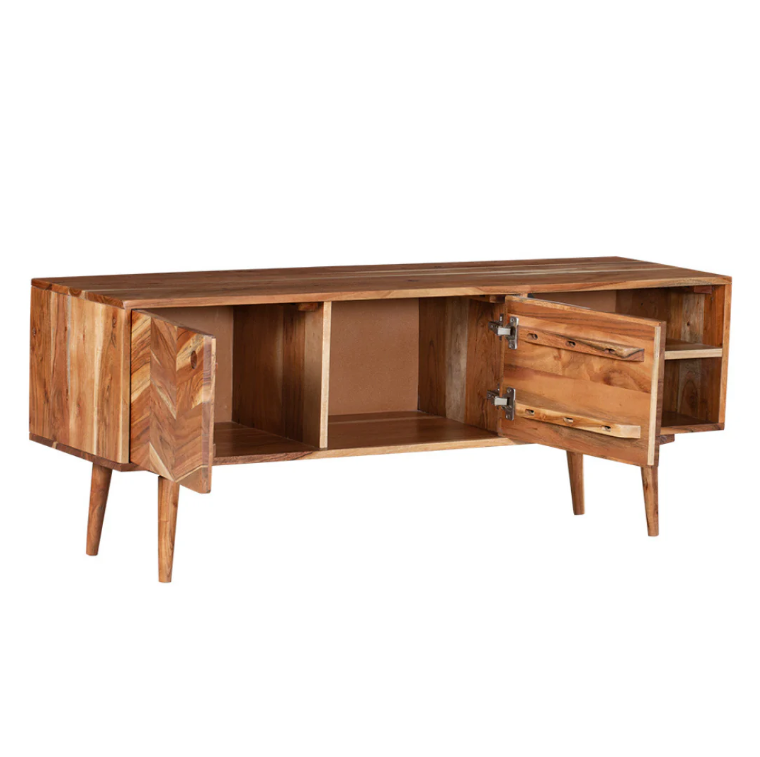 Flinders Herringbone 2 Doors & 2 Shelves Mango Wood TV Unit with Storage