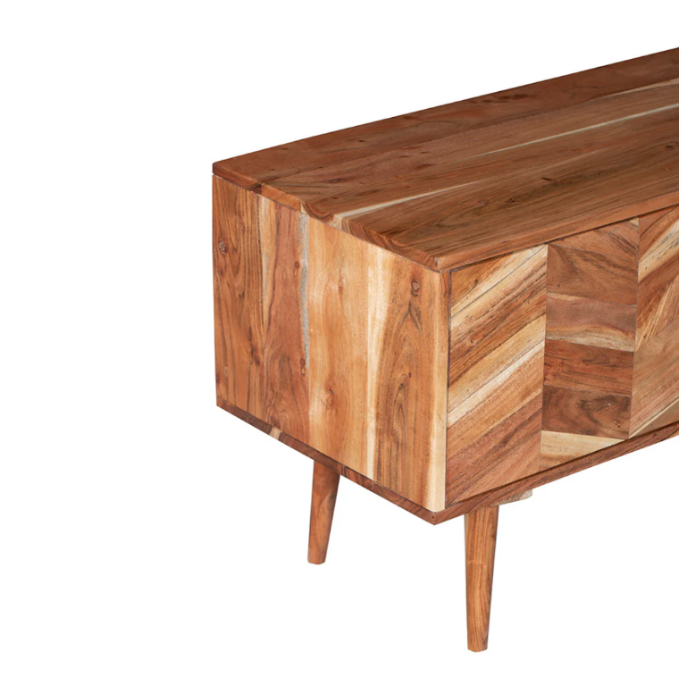 Flinders Herringbone 2 Doors & 2 Shelves Mango Wood TV Unit with Storage