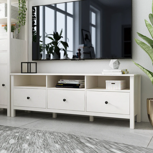 Floriana White TV Unit with 3 Drawers