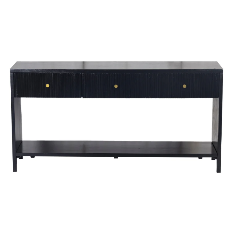 Frazer Black Console Table with 3 Drawers
