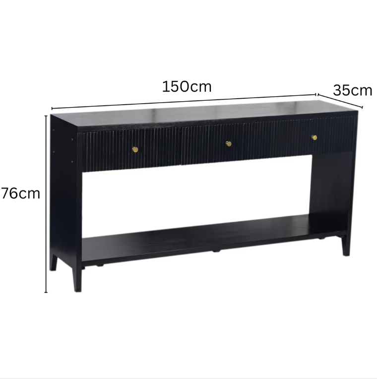 Frazer Black Console Table with 3 Drawers