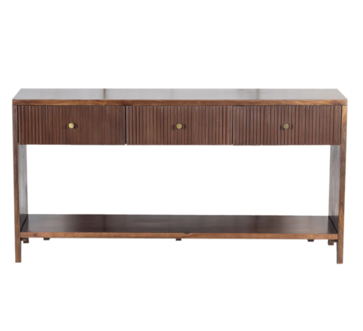 Frazer Walnut Console Table with 3 Drawers