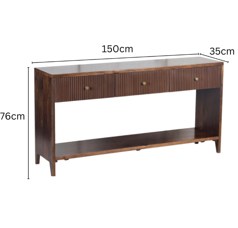 Frazer Walnut Console Table with 3 Drawers