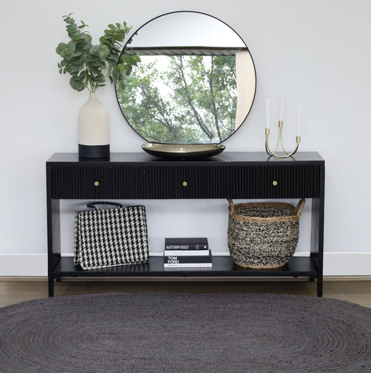Frazer Black Console Table with 3 Drawers