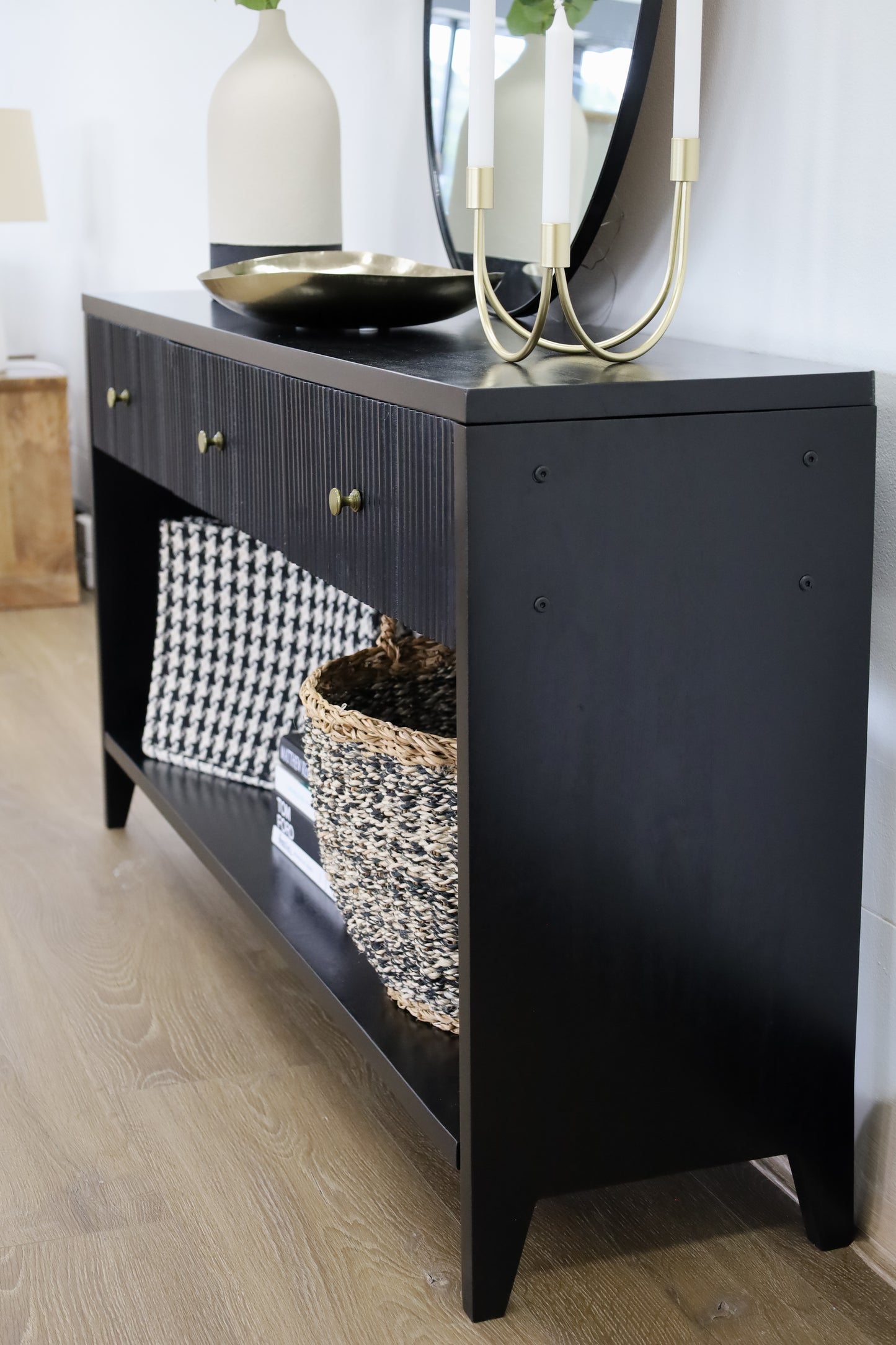 Frazer Black Console Table with 3 Drawers