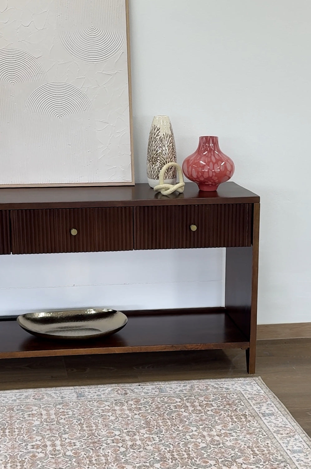 Frazer Walnut Console Table with 3 Drawers