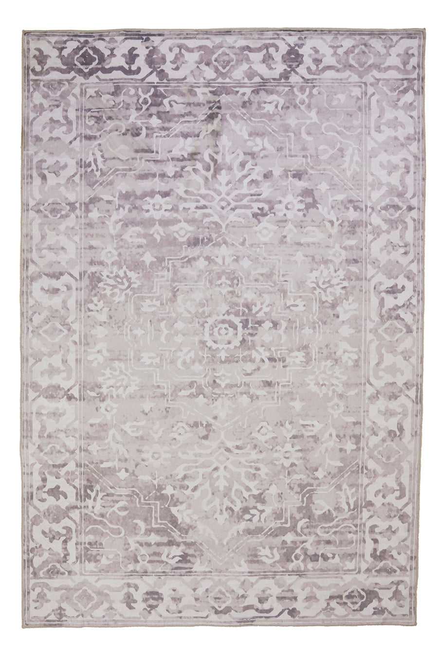 Shay Beige Traditional Distressed Machine Washable Rug