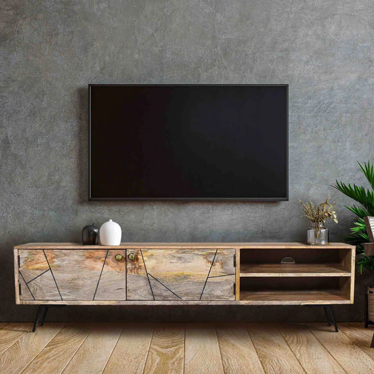 Leia 2 Doors Mango Wood TV Unit Stand with Storage