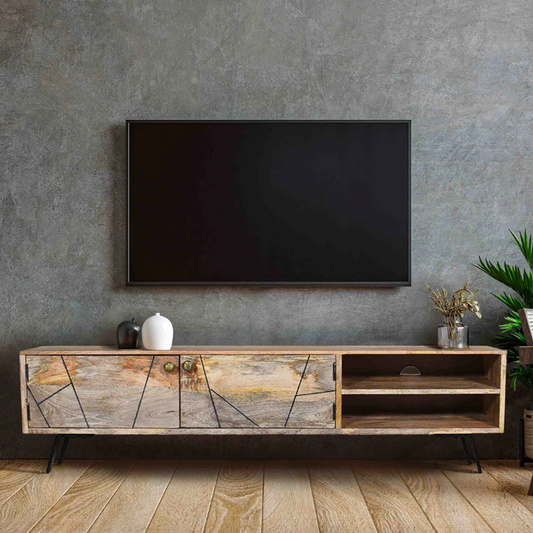 Leia 2 Doors Mango Wood TV Unit Stand with Storage