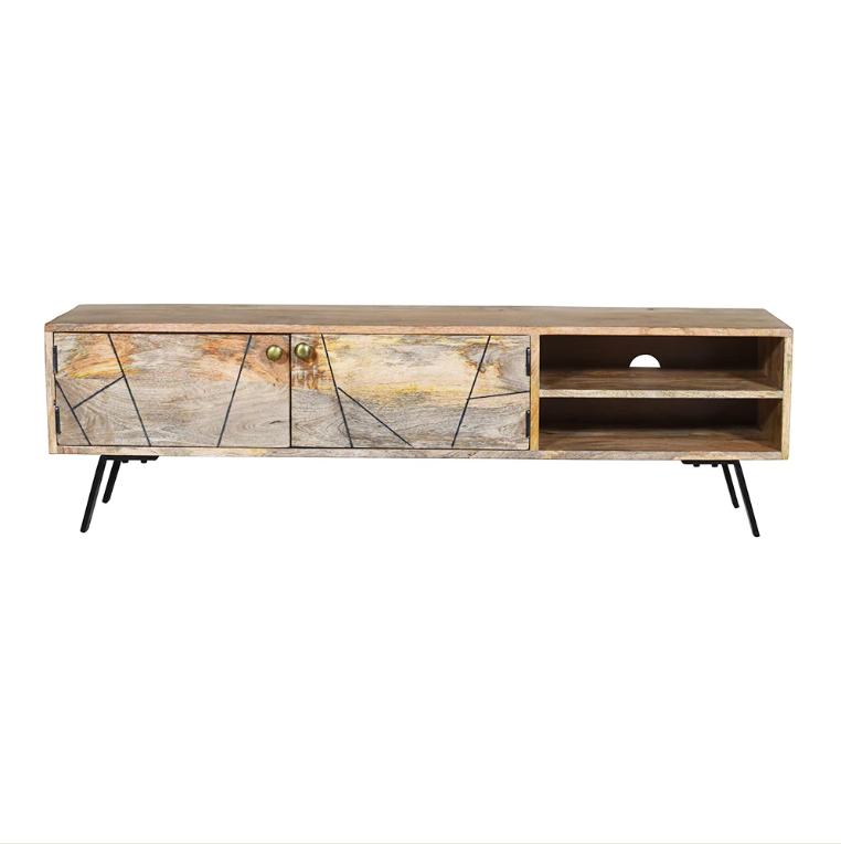 Leia 2 Doors Mango Wood TV Unit Stand with Storage
