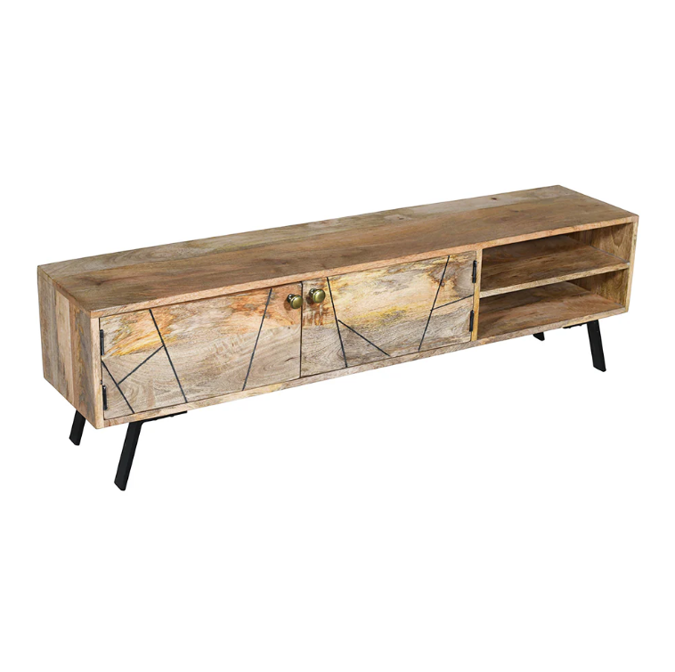 Leia 2 Doors Mango Wood TV Unit Stand with Storage