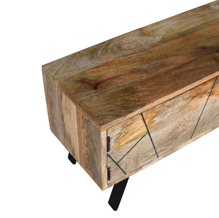 Leia 2 Doors Mango Wood TV Unit Stand with Storage