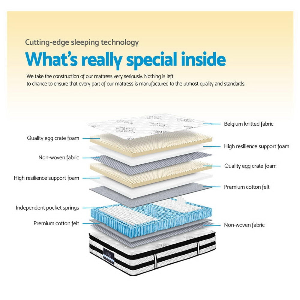 Giselle Bedding 34cm Mattress Euro Top Pocket Spring King Single