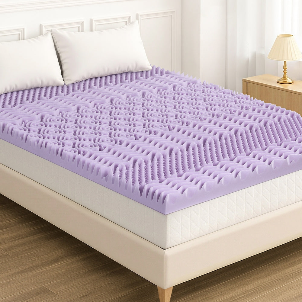 Giselle 8cm Memory Foam Mattress Topper Lavender Infused Bamboo Cover 7-Zone King