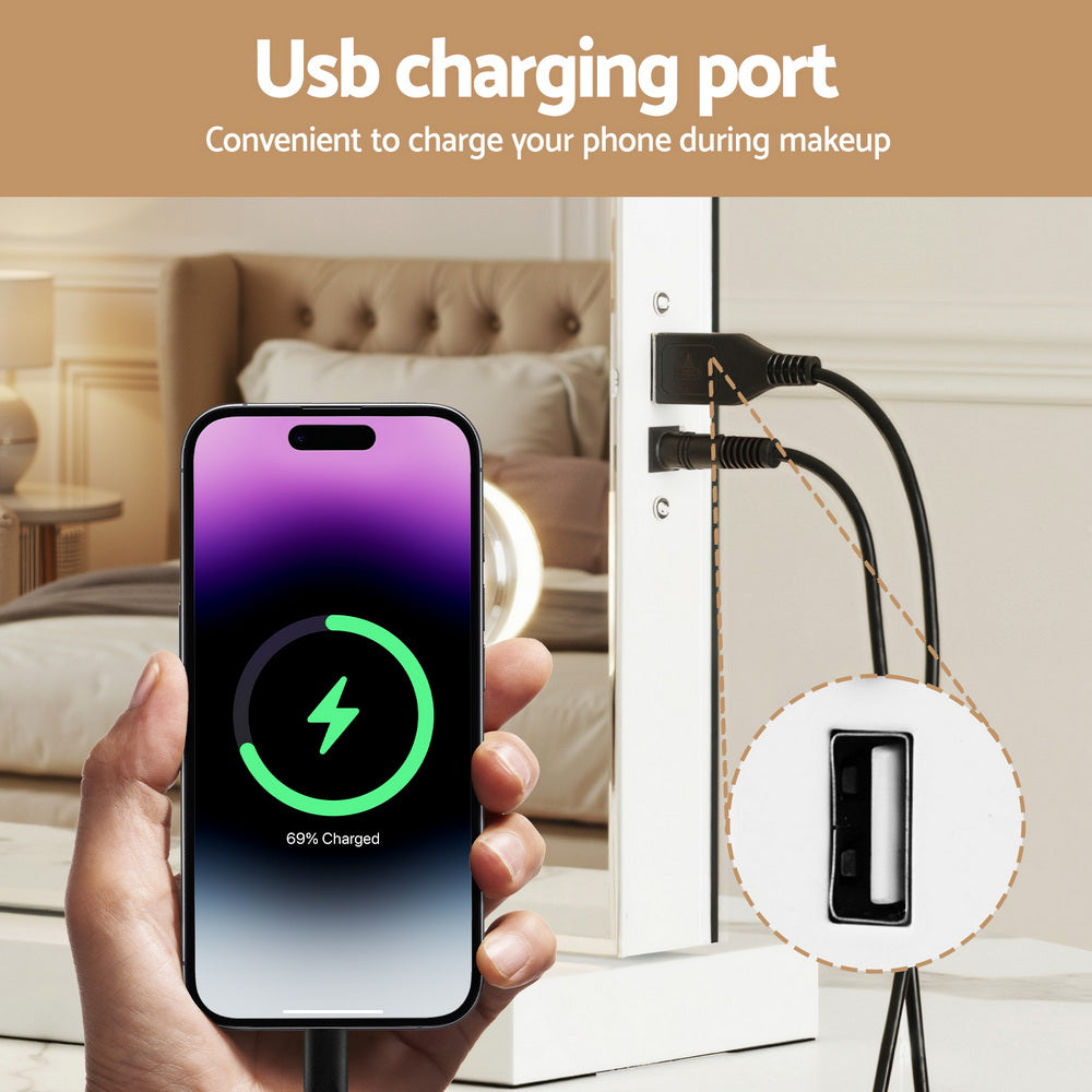 Embellir Bluetooth Makeup Mirror 80x58cm Hollywood Vanity with LED Light Wall