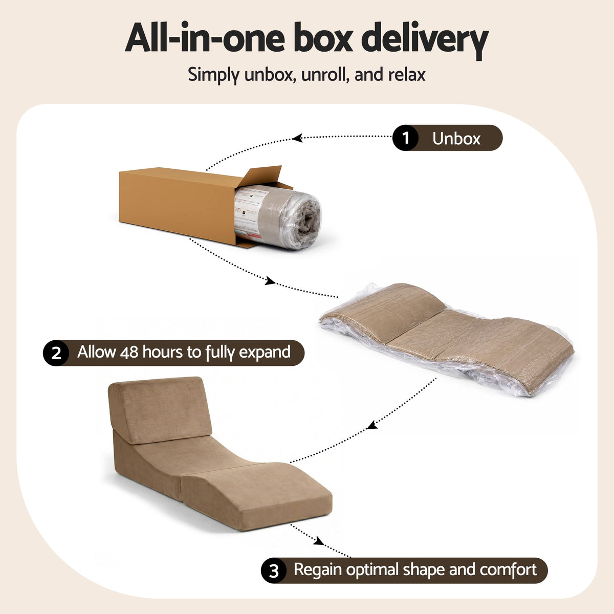 Artiss Folding Sofa Bed Convertible Armless Foam Floor Futon Lounger Couch Brown