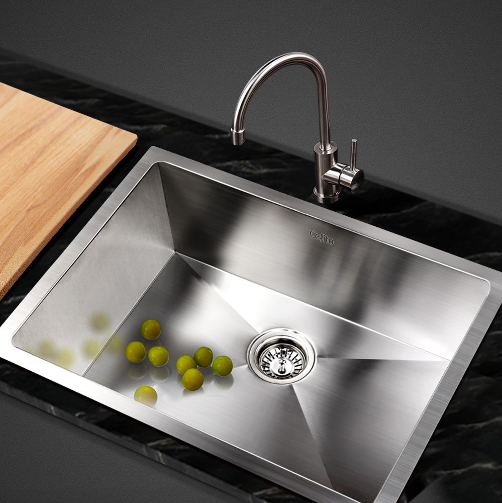 Cefito Kitchen Sink 60X45CM Stainless Steel Basin Single Bowl Silver