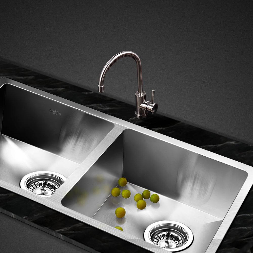 Cefito Kitchen Sink 77X45CM Stainless Steel Basin Double Bowl Silver