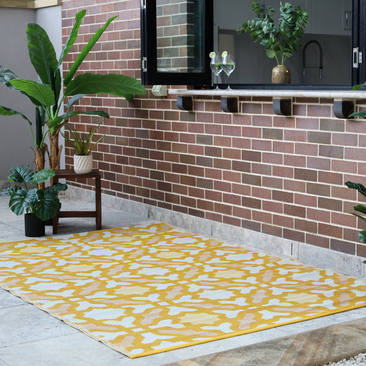Seville Yellow Recycled Plastic Large Outdoor Rug