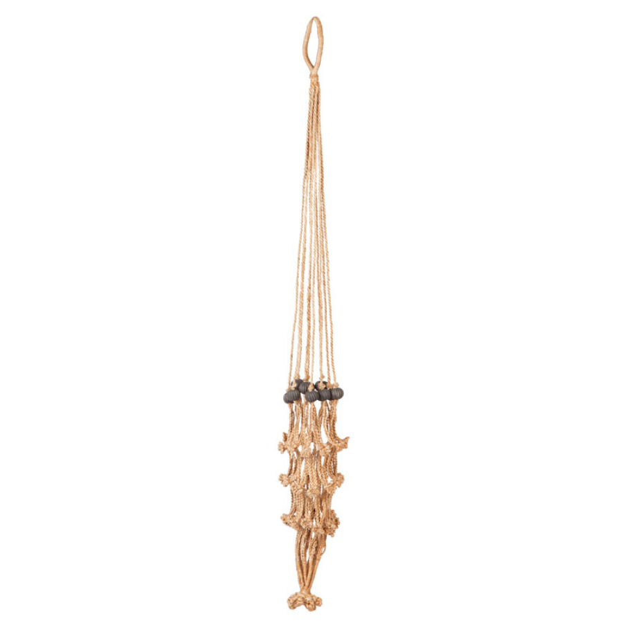 Sika Black Beads Handmade Macrame Jute rope Plant Hanger and Pot Holder - 105 cm