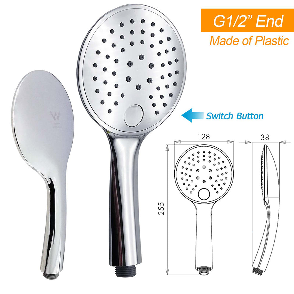250mm Rain Shower Head Round Handheld Sliding Rail Diverter Arm 2in1 Set Chrome