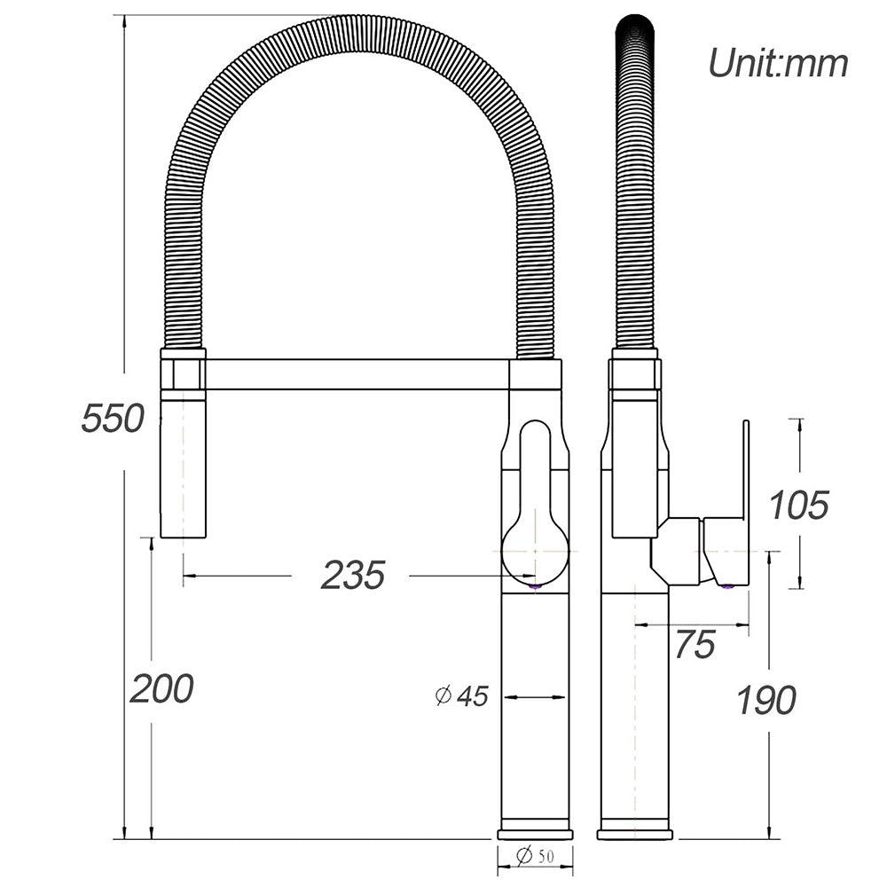 WELS Gun Metal Stainless Steel Pull Out Swivel Kitchen Mixer Sink Tap Spout Faucet