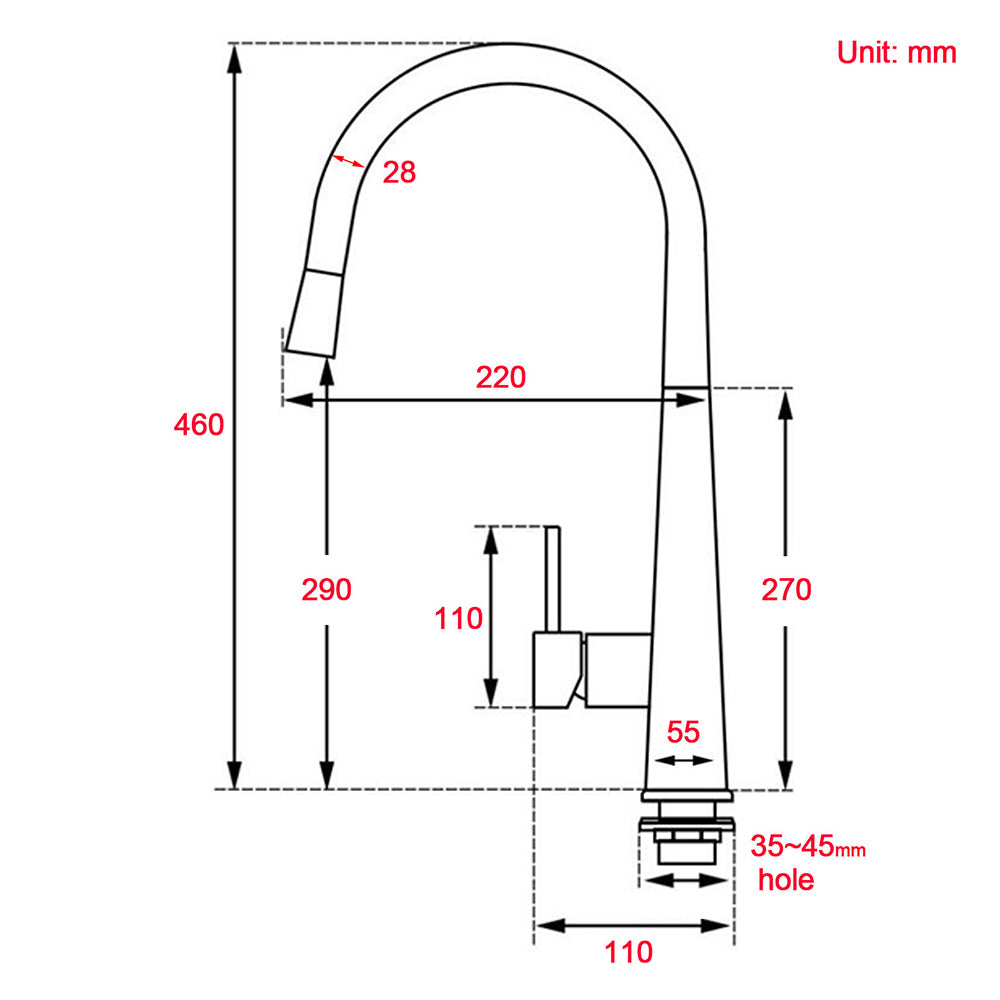 Round Matt Black Pull Out Kitchen Sink Tap Laundry Basin Mixer 2 Way Spout Set