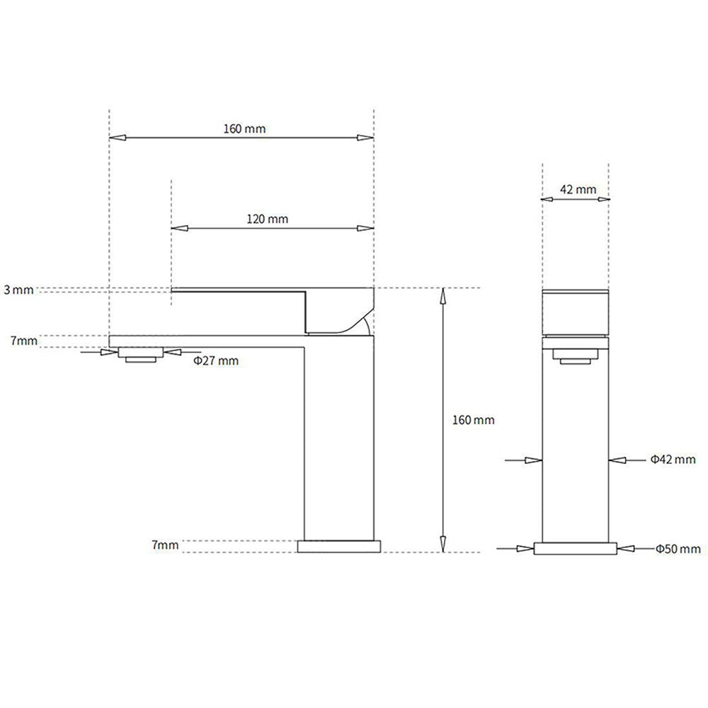 WELS Brushed Gold Short Square Basin Mixer Vanity Sink Faucet Spout Laundry Tap