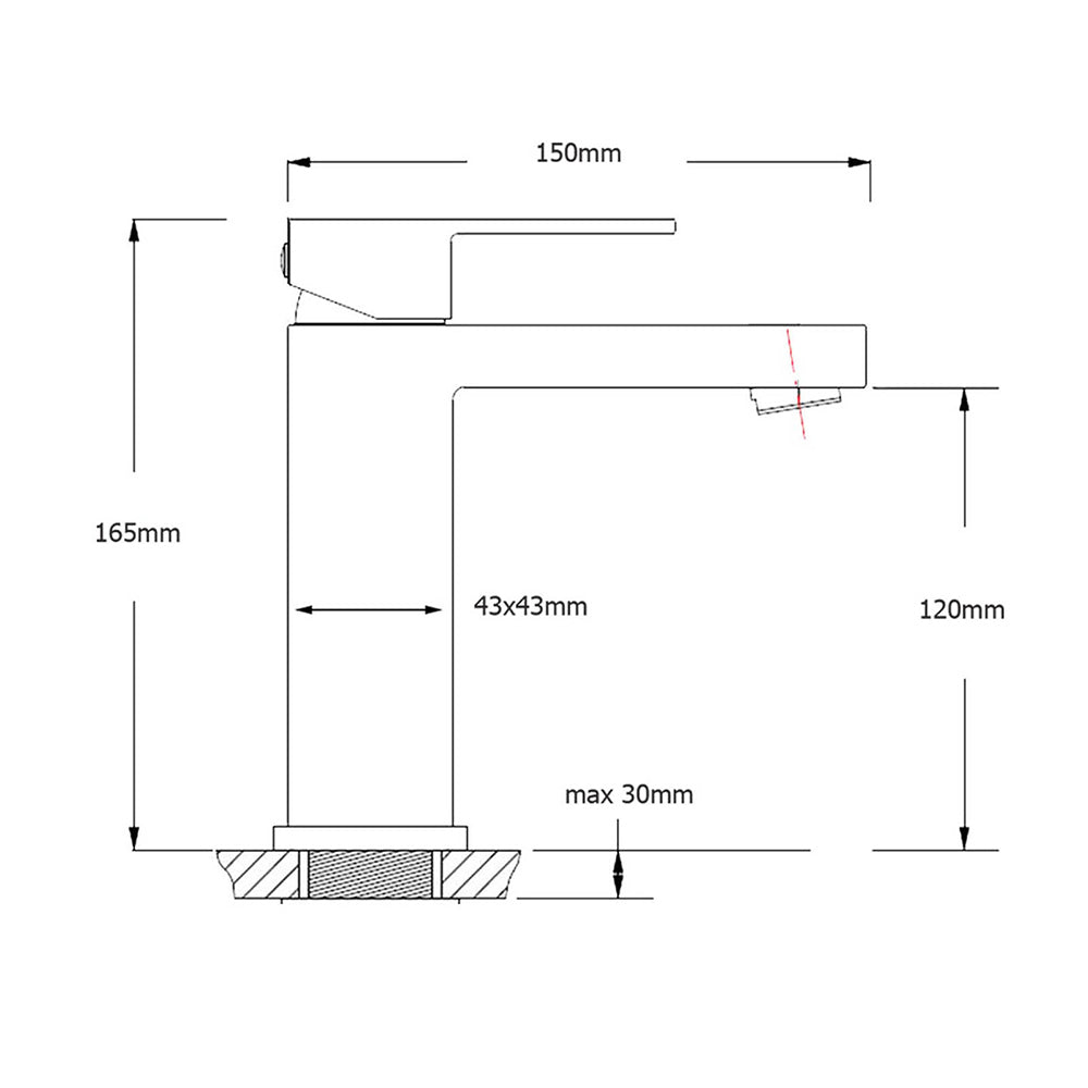 WEL Standard 6L/min Square Basin Vessel Mixer Faucet Tap Kitchen Laundry Chrome