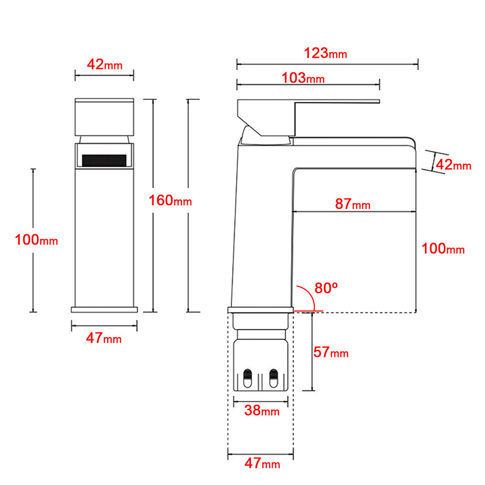 WELS Brushed Nickel Cubic Square Basin Mixer Waterfall Faucet Vanity Laundry Tap