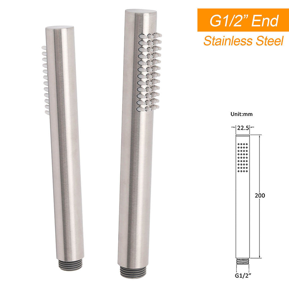 WELS Brushed Nickel 2in1 Shower Set Sliding Rail Arm 8" Round Head Stainless Steel Handheld Rose