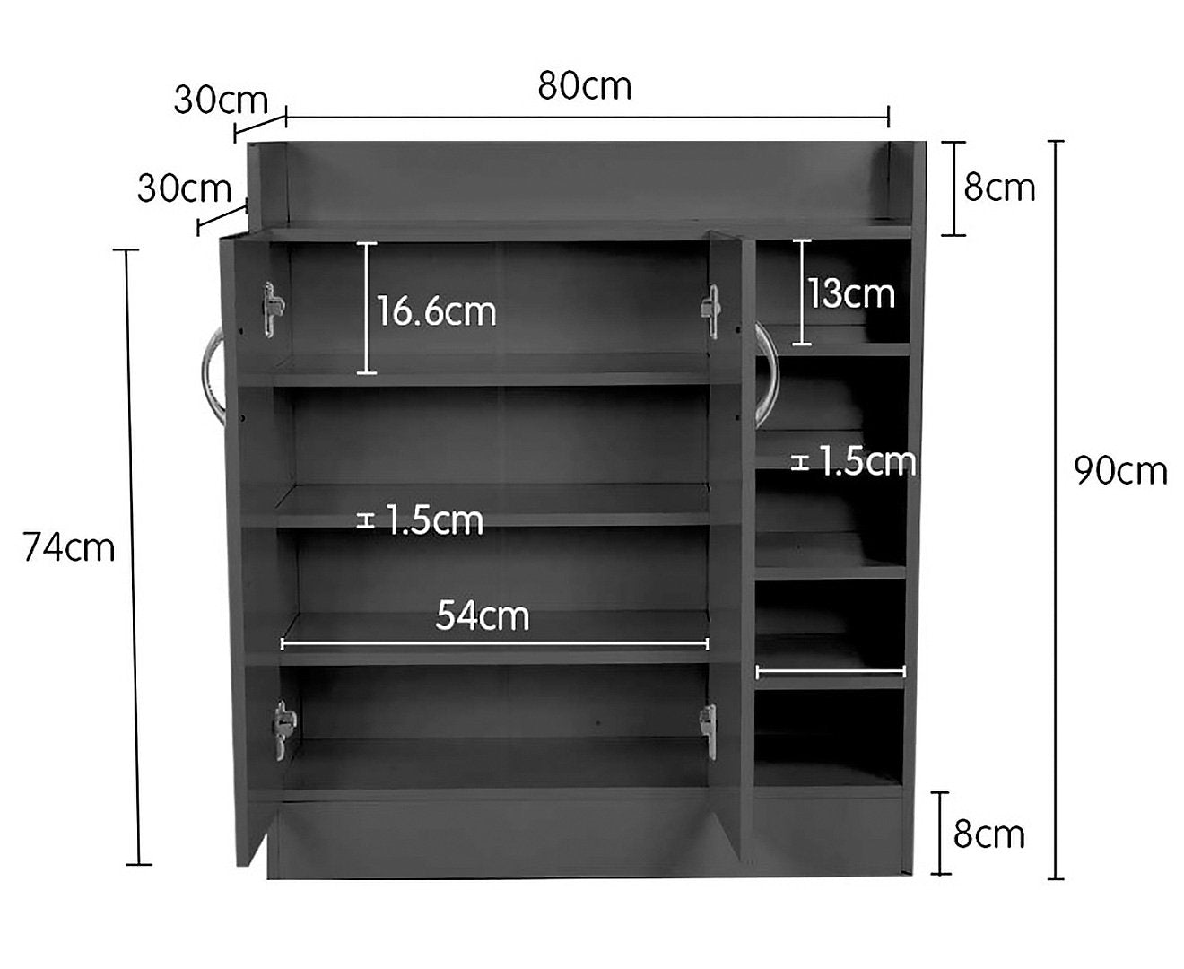 Sarantino 21 Pairs Shoe Cabinet Rack Storage Organiser 80 x 30 x 90cm in Black