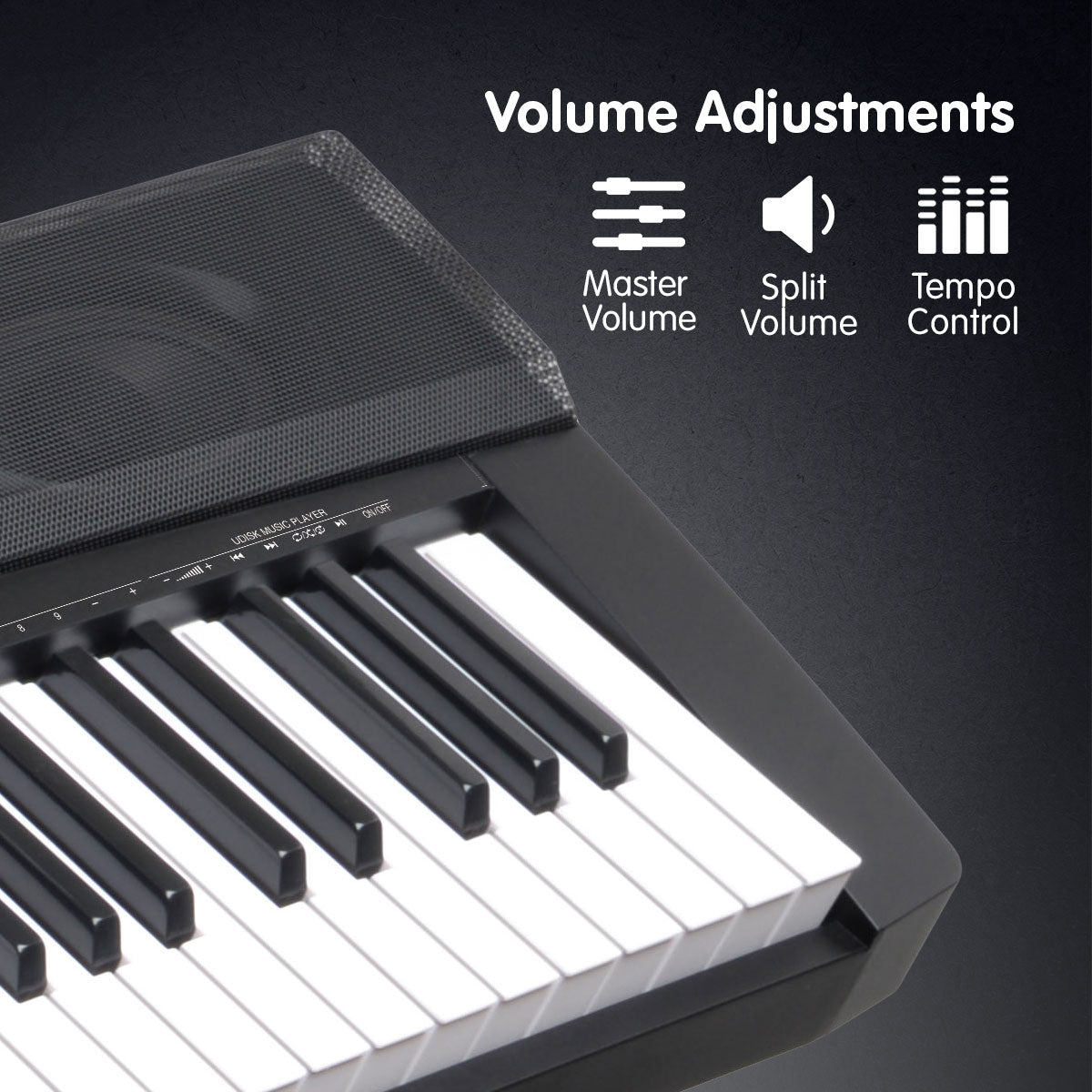 Karrera 88-Key Electronic Digital Keyboard Piano with Stand, Sheet Music Holder & 140 Timbres - Portable Black