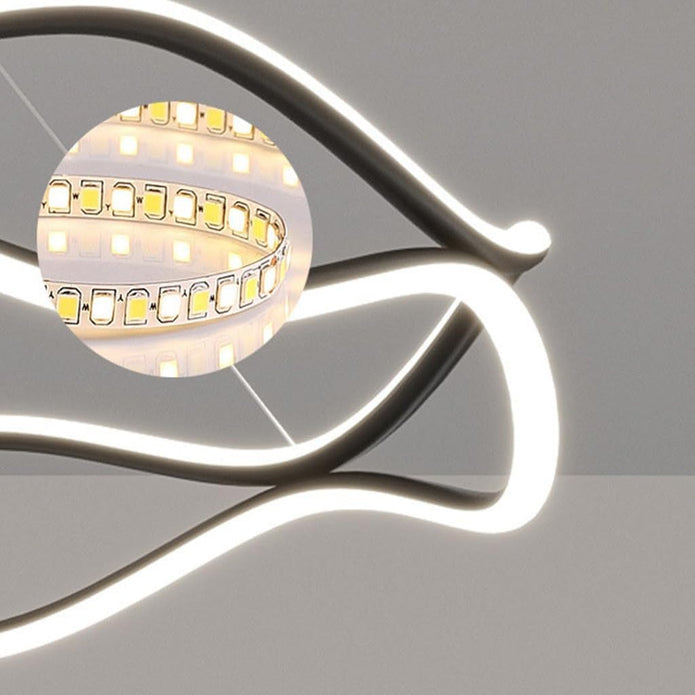 BAMDECOR A212/1 Black Modern Wavy Art Aluminum Light Fixture for Living Room Bedroom Indoor Decor