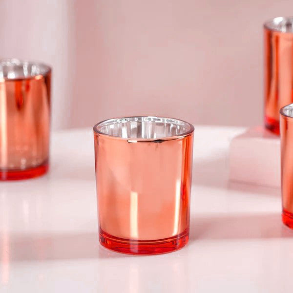 40 Pack Copper Votive Tealight Candle Holders Valentines Day Mercury Wedding Decor Glass Candlestick Party Decorations Bridal Baby Shower Event