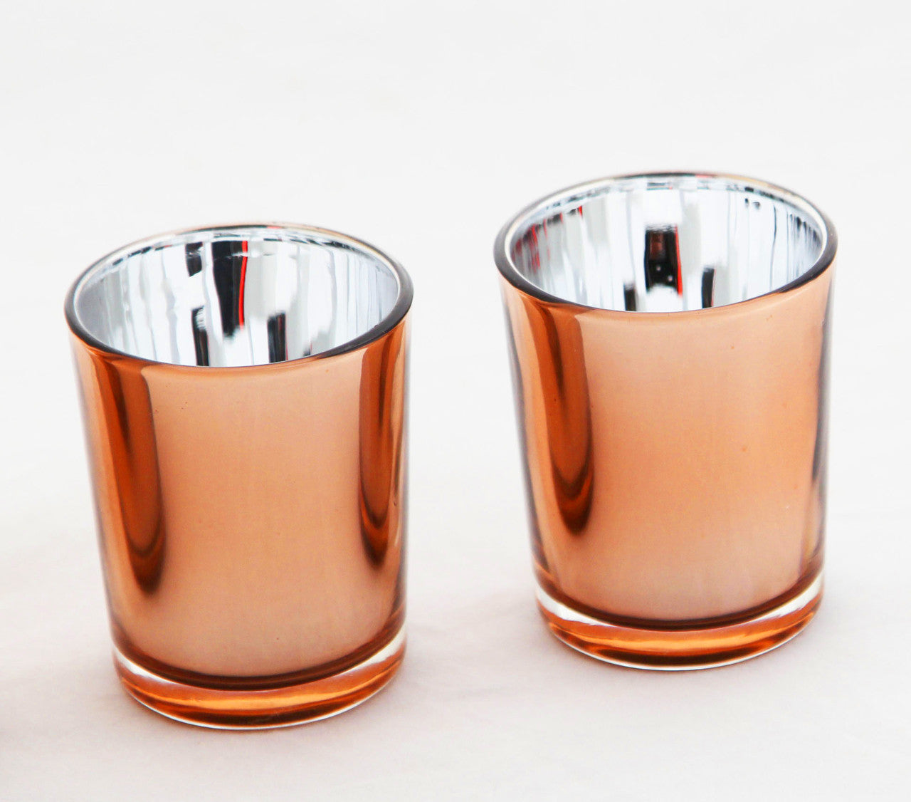 40 Pack Copper Votive Tealight Candle Holders Valentines Day Mercury Wedding Decor Glass Candlestick Party Decorations Bridal Baby Shower Event