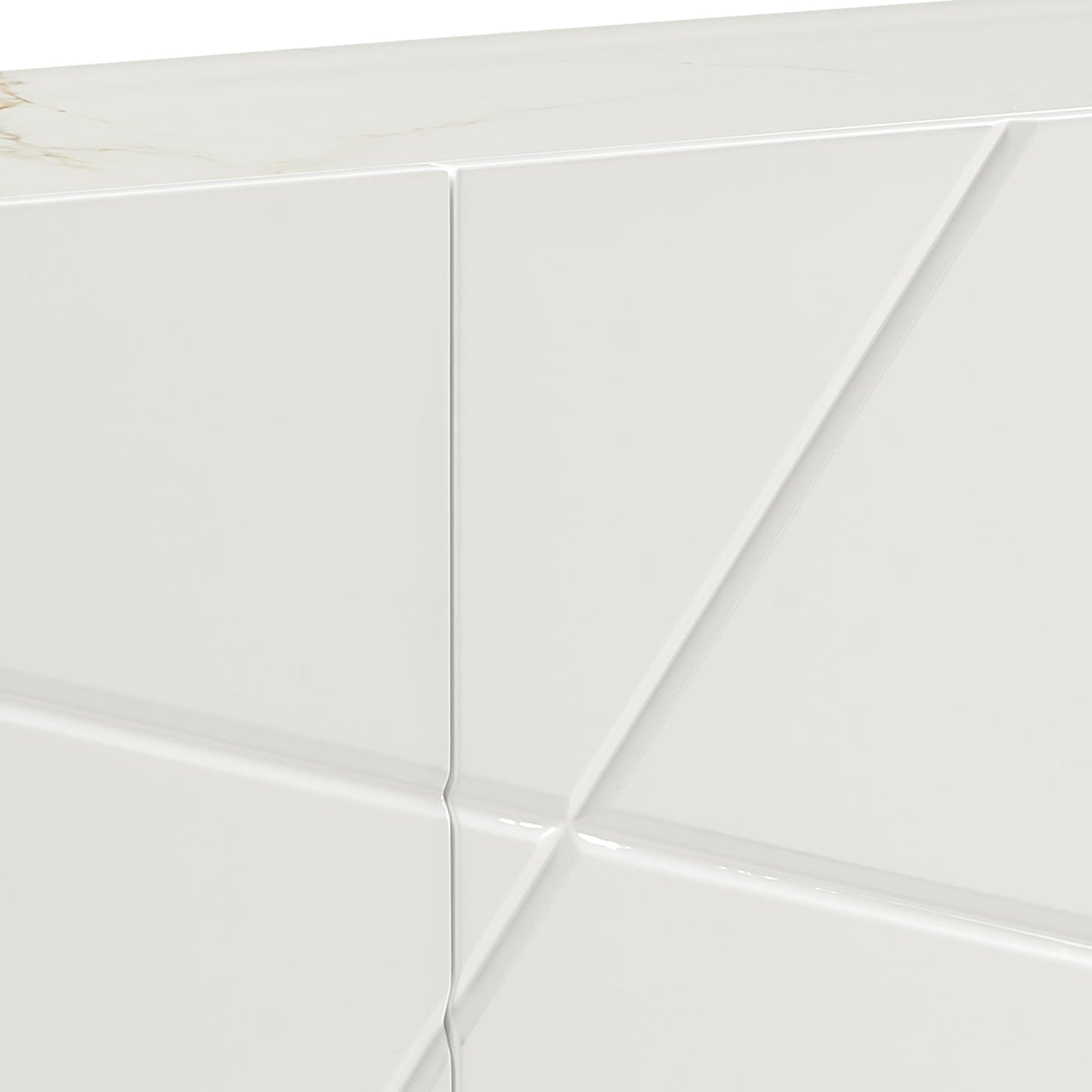 Buffet Sideboard Colour Ceramic Top MDF in Glossy White Gold Colour
