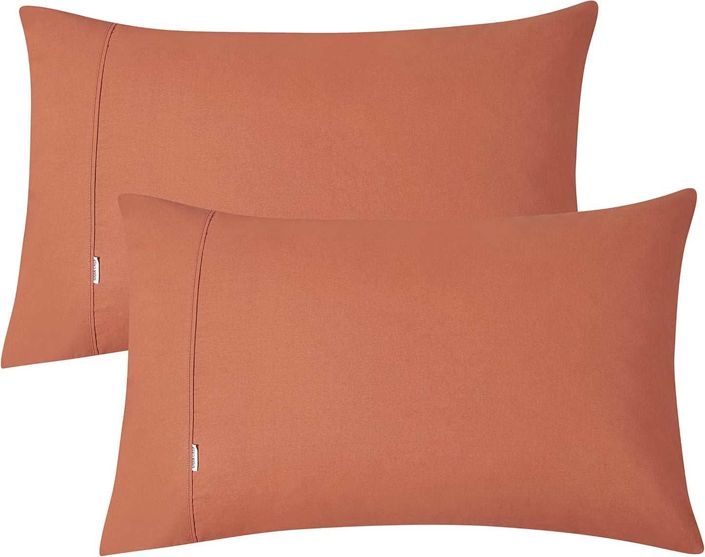 100% Vintage Washed Cotton Fitted Sheet Combo Set – 100% Natural Cotton, Ultra Soft & Breathable – Includes Fitted Sheet & Pillowcases – Machine Washable (Brick, King)