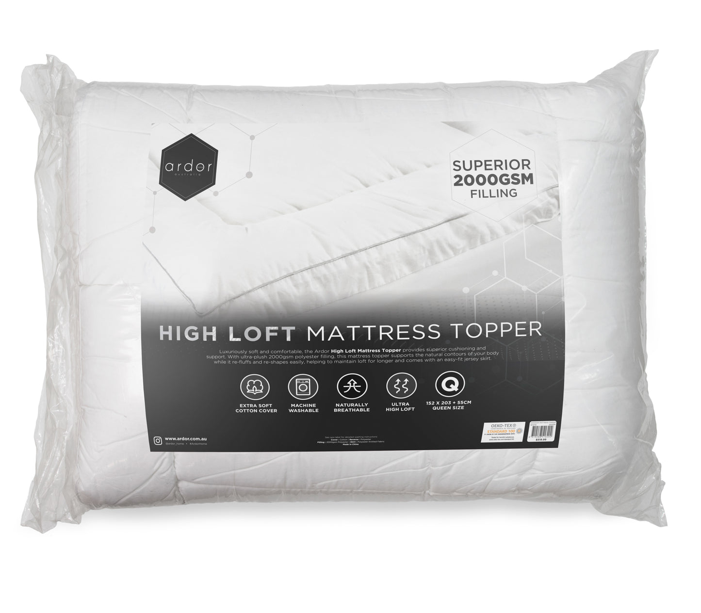 2000GSM STANDARD MICROFIBRE MATTRESS TOPPER - KING