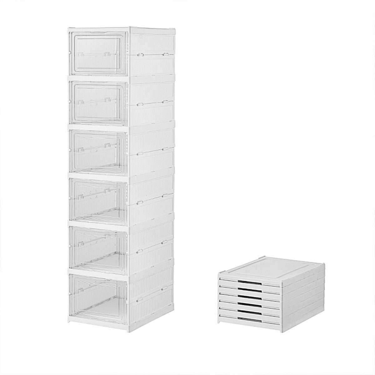 Easy Assemble Shoe Box Foldable Rack 3/6 Layers Storage Transparent Drawers - 3-Tier