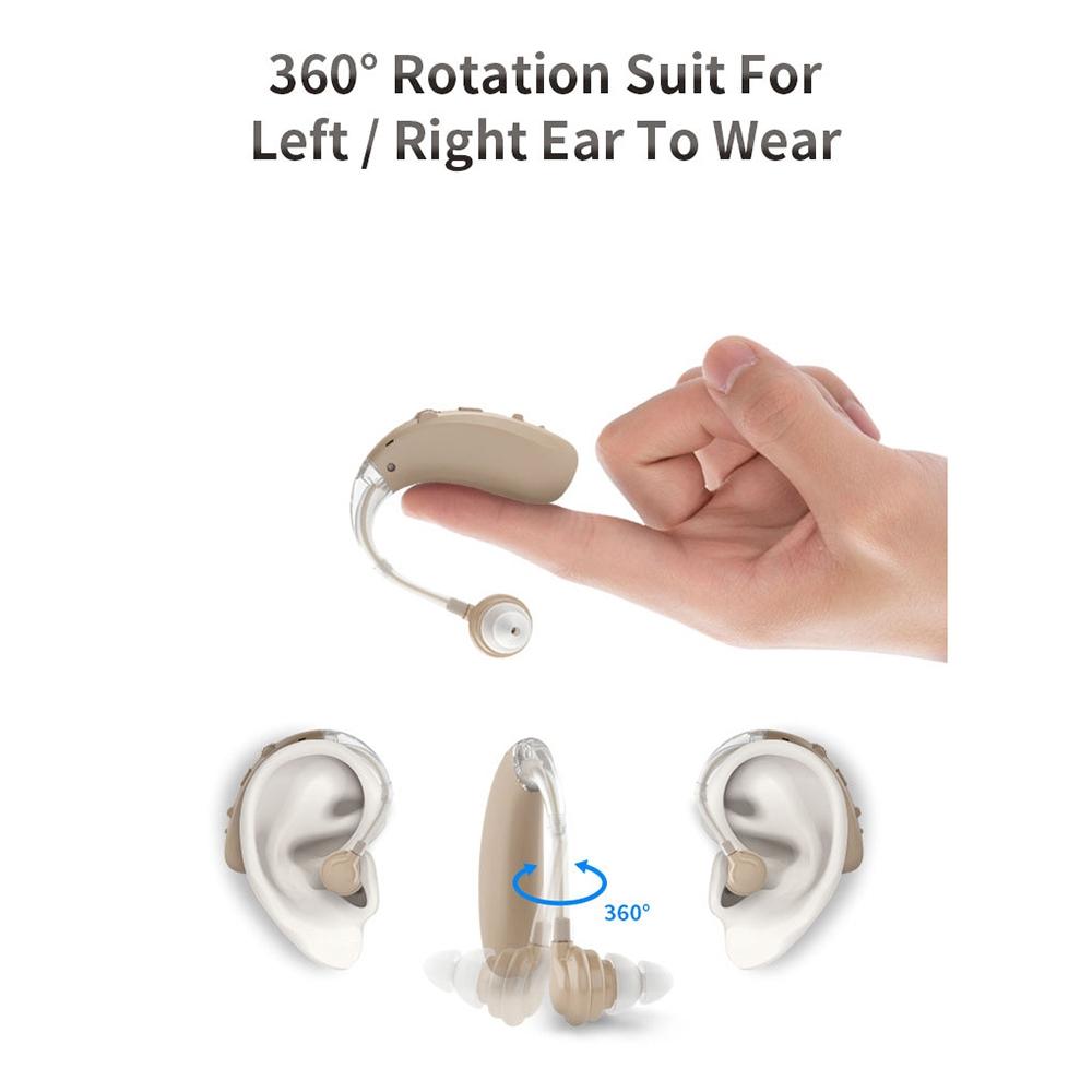 Earhook Hearing Aid With Usb Charging Noise Reduction - Silver