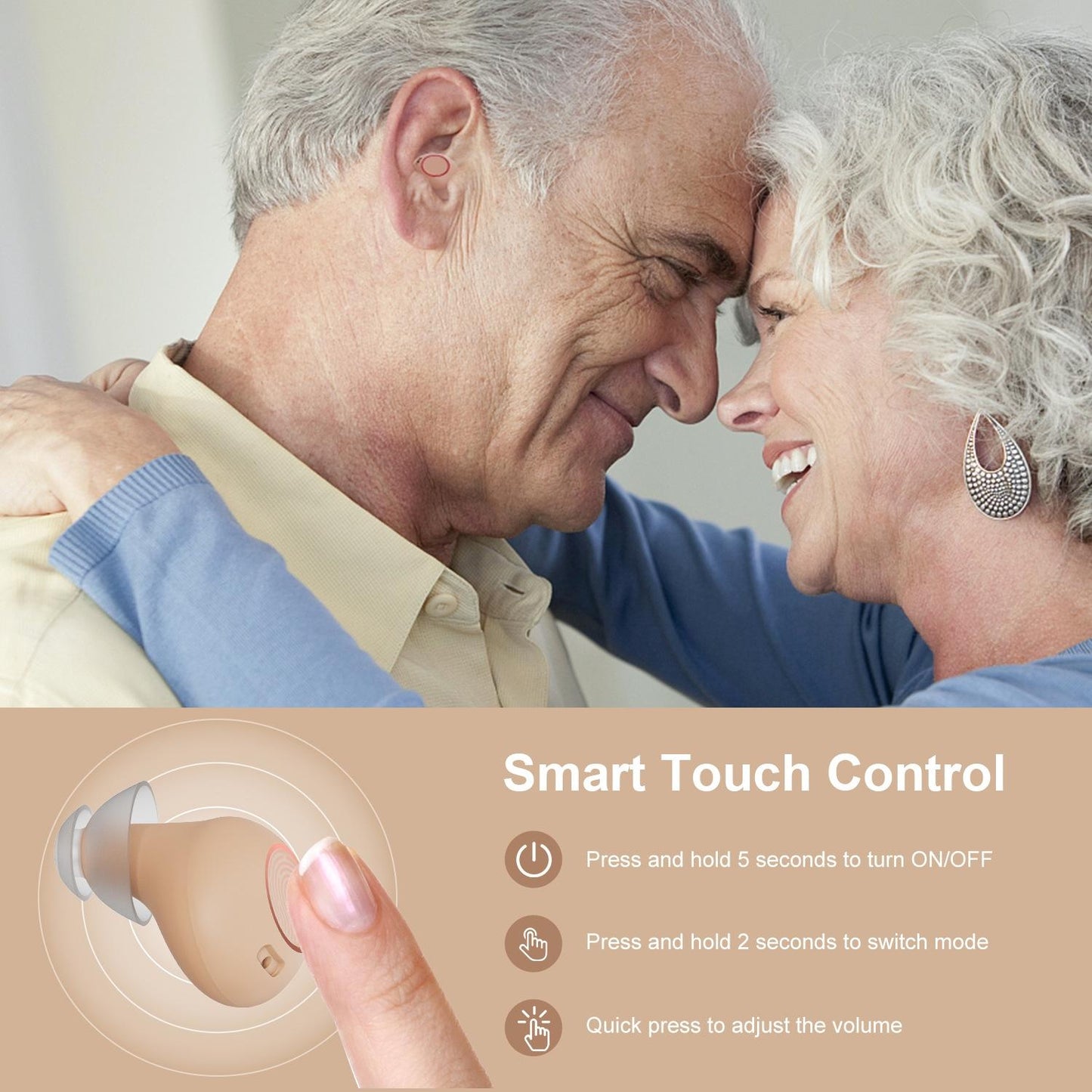 Digital In Ear Tws Hearing Aid Rechargeable & Invisible - Black