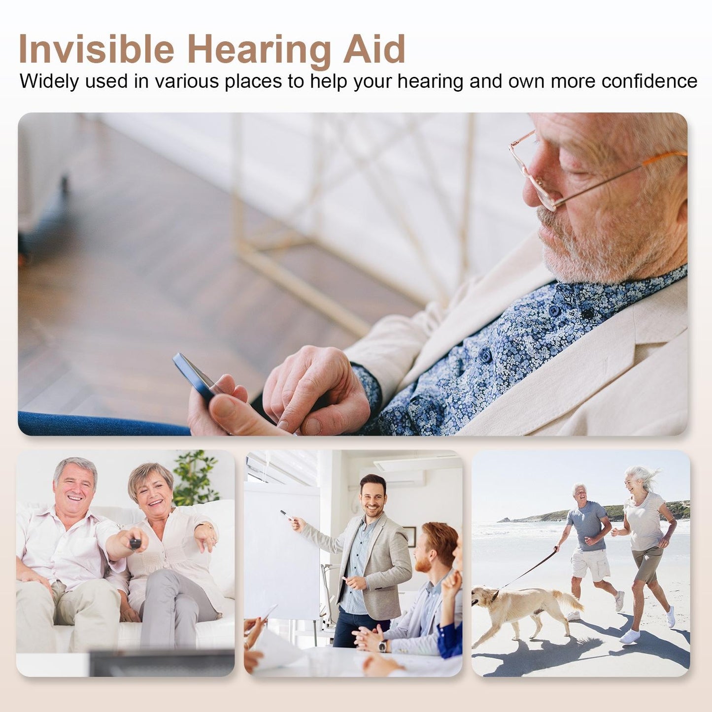 Digital In Ear Tws Hearing Aid Rechargeable & Invisible - Black
